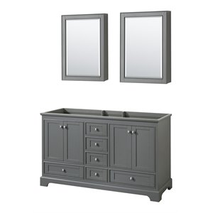 Wyndham Collection Deborah 60&quot No Sink Wood Double Bathroom Vanity in Gray