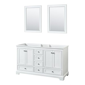 Wyndham Collection Deborah 60&quot No Sinks Wood Double Bathroom Vanity in White