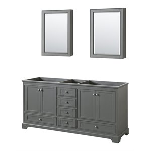 Wyndham Collection Deborah 72&quot Cabinets Wood Double Bathroom Vanity in Gray