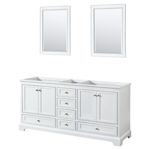 Wyndham Collection Deborah 72&quot Plywood Double Bathroom Vanity in Gold/White