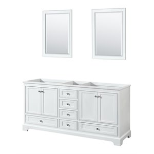 Wyndham Collection Deborah 72&quot No Sinks Wood Double Bathroom Vanity in White