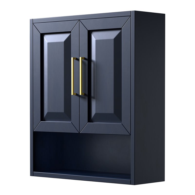 Wyndham Collection Daria Wood Wall-Mounted Storage Cabinet in Blue/Gold