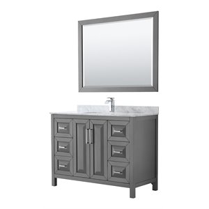 Wyndham Collection Daria 48&quot Mirror Wood Single Bathroom Vanity in Gray/Chrome