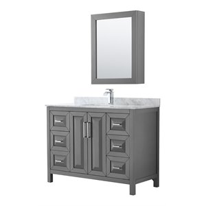 Wyndham Collection Daria 48&quot Cabinet Wood Single Bathroom Vanity in Gray/Chrome