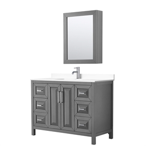 Wyndham Collection Daria 48&quot Square-Sink Wood Single Bathroom Vanity in Gray