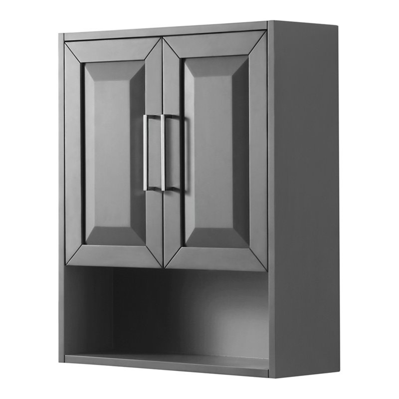 Wyndham Collection Daria Wood Wall-Mounted Storage Cabinet in Gray/Chrome