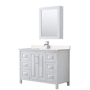 Wyndham Collection Daria 48&quot Light Vein Wood Single Bathroom Vanity in White