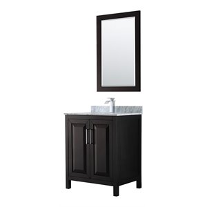 Wyndham Collection Daria 30&quot Mirror Wood Single Bathroom Vanity in Espresso