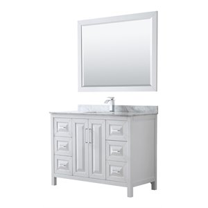 Wyndham Collection Daria 48&quot Mirror Wood Single Bathroom Vanity in White/Chrome