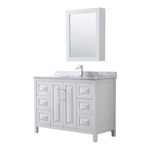 Wyndham Collection Daria 48&quot Cabinet Wood Single Bathroom Vanity in White/Chrome
