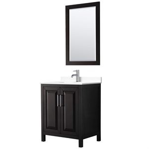 Wyndham Collection Daria 30&quot Square Sink Wood Single Bathroom Vanity in Espresso