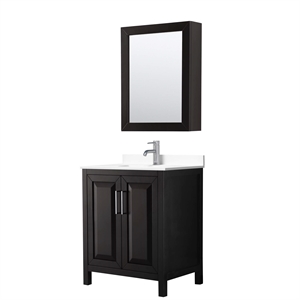 Wyndham Collection Daria 30&quot Square-Sink Wood Single Bathroom Vanity in Espresso
