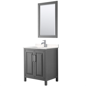 Wyndham Collection Daria 30&quot Light-Vein Wood Single Bathroom Vanity in Dark Gray