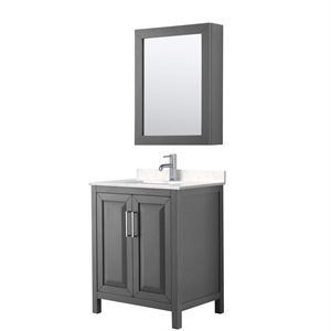 Wyndham Collection Daria 30&quot Light Vein Wood Single Bathroom Vanity in Dark Gray