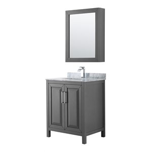 Wyndham Collection Daria 30&quot Cabinet Wood Single Bathroom Vanity in Gray/Chrome