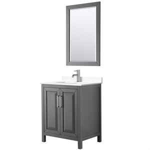 Wyndham Collection Daria 30&quot Square Sink Wood Single Bathroom Vanity in Gray