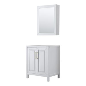 Wyndham Collection Daria 30&quot No-Sink Wood Single Bathroom Vanity in White/Gold