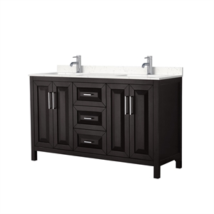 Wyndham Collection Daria 60&quot No Mirror Wood Double Bathroom Vanity in Espresso