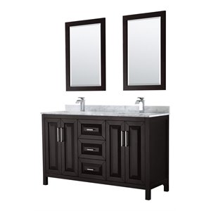 Wyndham Collection Daria 60&quot Square Sink Wood Double Bathroom Vanity in Espresso