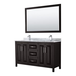 Wyndham Collection Daria 60&quot Square-Sink Wood Double Bathroom Vanity in Espresso