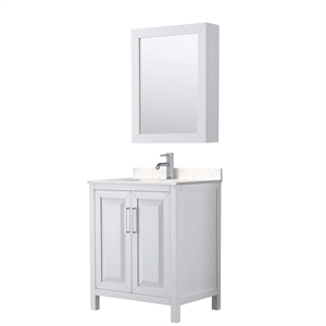 Wyndham Collection Daria 30&quot Light Vein Wood Single Bathroom Vanity in White
