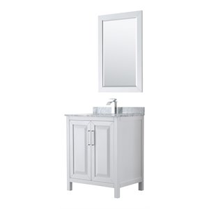 Wyndham Collection Daria 30&quot Square Sink Wood Single Bathroom Vanity in White