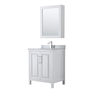 Wyndham Collection Daria 30&quot Square-Sink Wood Single Bathroom Vanity in White