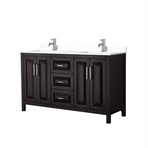 Wyndham Collection Daria 60&quot Wood Double Bathroom Vanity in Espresso/Chrome