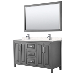 Wyndham Collection Daria 60&quot Light Vein Wood Double Bathroom Vanity in Gray