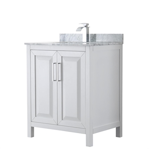 Wyndham Collection Daria 30&quot No-Mirror Wood Single Bathroom Vanity in White