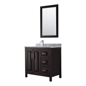 Wyndham Collection Daria 36&quot Mirror Wood Single Bathroom Vanity in Espresso