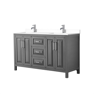 Wyndham Collection Daria 60&quot Wood Double Bathroom Vanity in Gray/Chrome