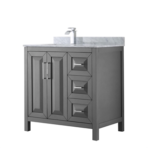 Wyndham Collection Daria 36&quot No Mirror Wood Single Bathroom Vanity in Dark Gray