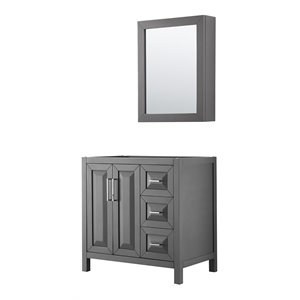 Wyndham Collection Daria 36&quot No-Sink Wood Single Bathroom Vanity in Gray/Chrome