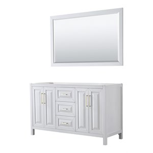 Wyndham Collection Daria 60&quot No Sink Wood Double Bathroom Vanity in Gold/White