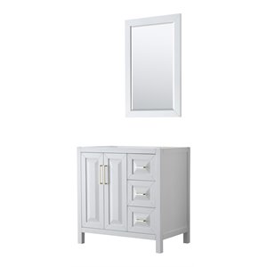 Wyndham Collection Daria 36&quot No Sink Wood Single Bathroom Vanity in White/Gold