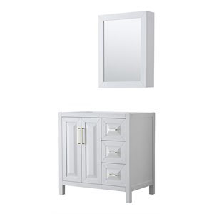 Wyndham Collection Daria 36&quot No-Sink Wood Single Bathroom Vanity in White/Gold