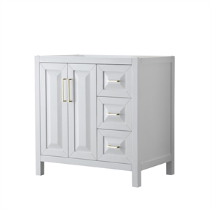Wyndham Collection Daria 36&quot Wood Single Bathroom Vanity in White/Gold