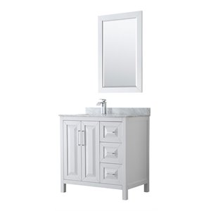 Wyndham Collection Daria 36&quot Mirror Wood Single Bathroom Vanity in White/Chrome