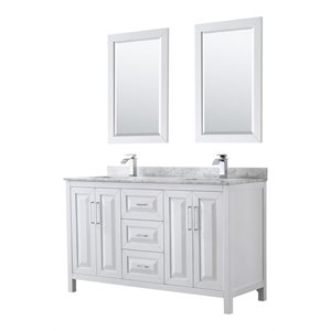 Wyndham Collection Daria 60&quot Square Sinks Wood Double Bathroom Vanity in White