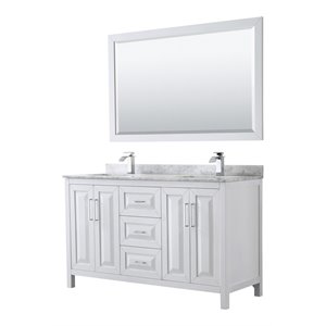Wyndham Collection Daria 60&quot Square-Sinks Wood Double Bathroom Vanity in White