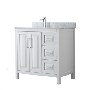 Wyndham Collection Daria 36&quot No Mirror Wood Single Bathroom Vanity in White
