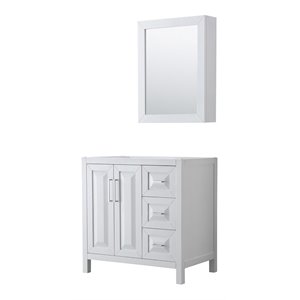 Wyndham Collection Daria 36&quot No-Sink Wood Single Bathroom Vanity in White/Chrome