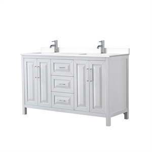 Wyndham Collection Daria 60&quot Wood Double Bathroom Vanity in White/Chrome