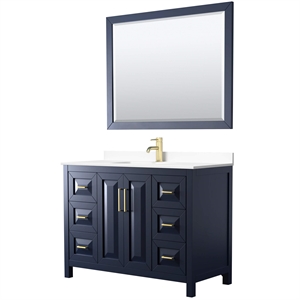 Wyndham Collection Daria 48&quot Square Sink Wood Single Bathroom Vanity in Blue