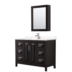 Wyndham Collection Daria 48&quot Light Vein Wood Single Bathroom Vanity in Espresso