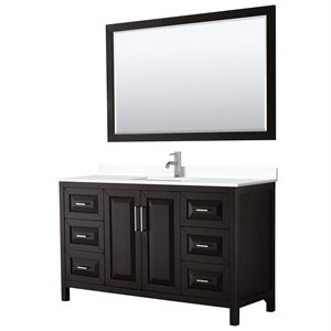 Wyndham Collection Daria 60&quot Mirror Wood Single Bathroom Vanity in Espresso