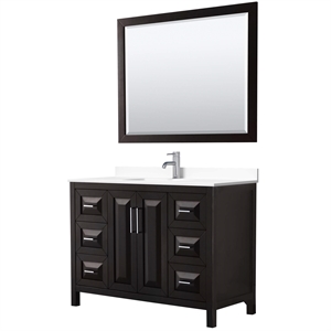 Wyndham Collection Daria 48&quot Square Sink Wood Single Bathroom Vanity in Espresso