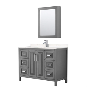 Wyndham Collection Daria 48&quot Light Vein Wood Single Bathroom Vanity in Gray