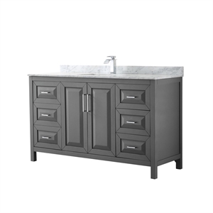 Wyndham Collection Daria 60&quot Square-Sink Wood Single Bathroom Vanity in Gray